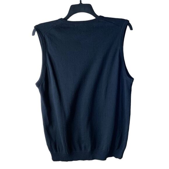 Madison Avenue Sweater Vest Men Size Large Logo Embroidered Stretch Black Top - Picture 2 of 8